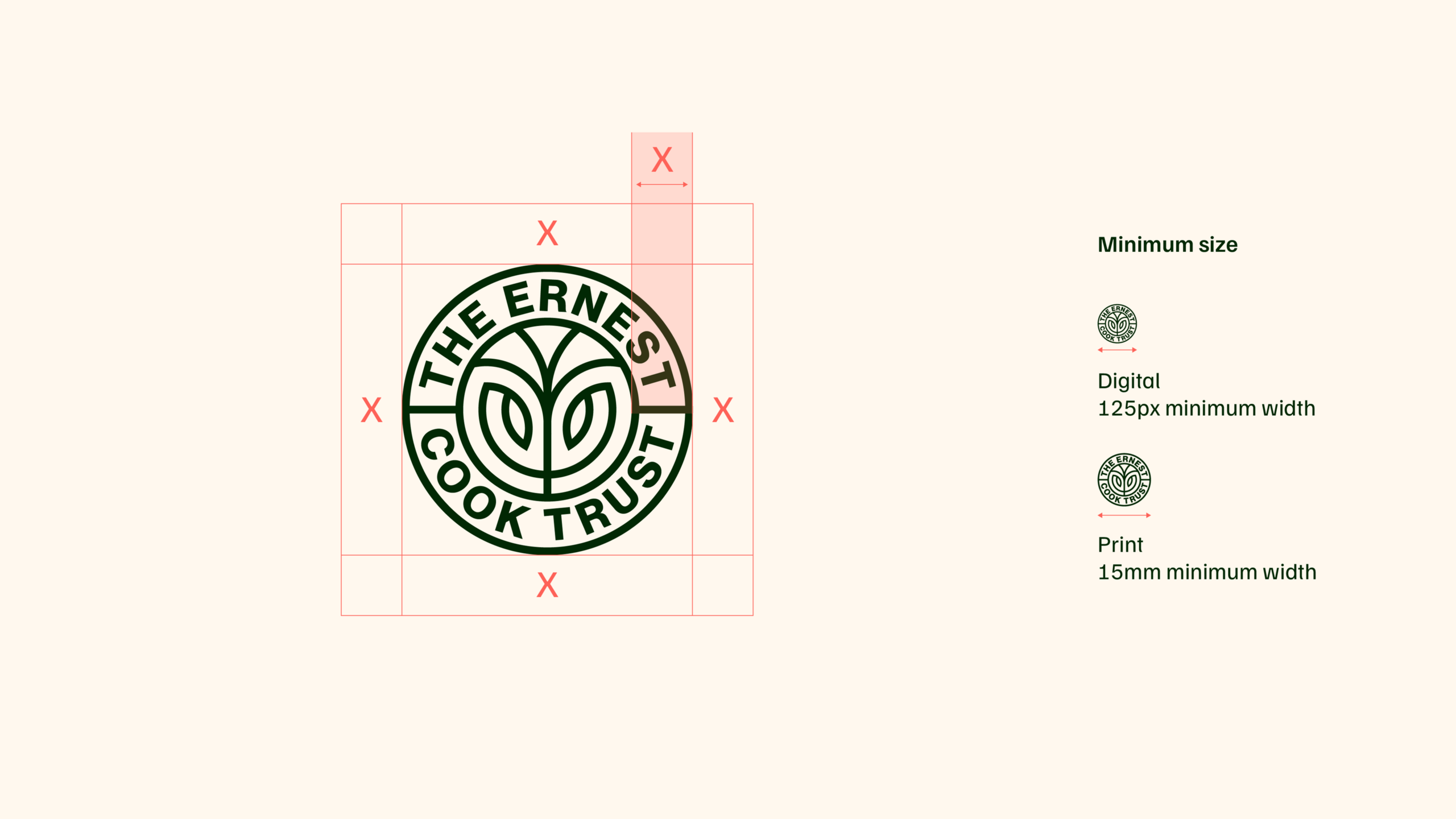 How the Ernest Cook Trust logo clear space should work.